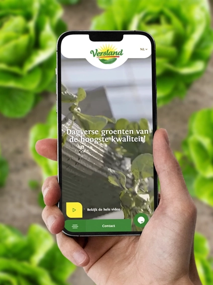 Website voor Versland - presentatie op mobiel