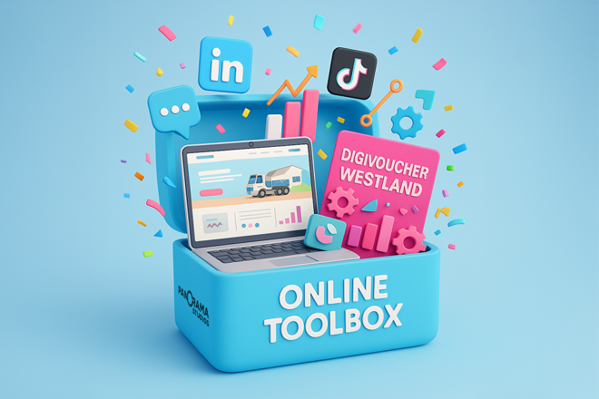 Visual die de digitale mogelijkheden illustreert van de Westlandse Digivoucher